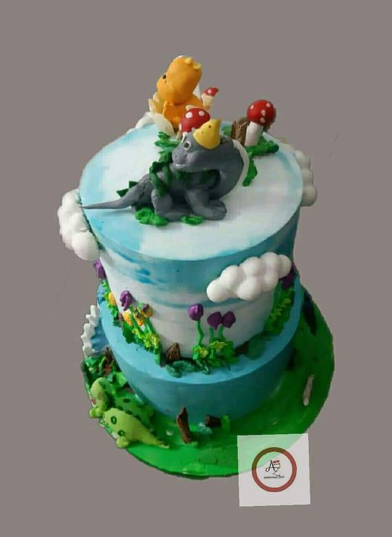 2 Tier Dinosaur Cake Designs, Images, Price Near Me