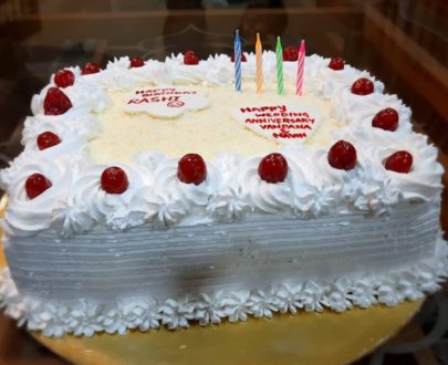 White Forest Cake with charry &strawberry crush filling Designs, Images, Price Near Me