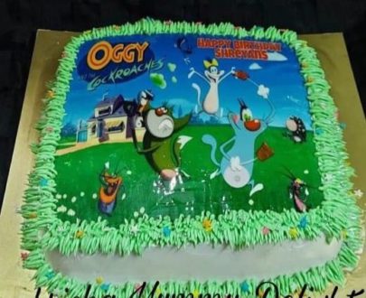 Oggy and the Cockroach Print Cake Designs, Images, Price Near Me