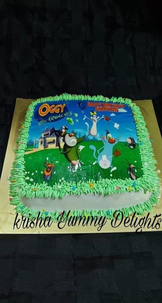 Oggy and the Cockroach Print Cake Designs, Images, Price Near Me