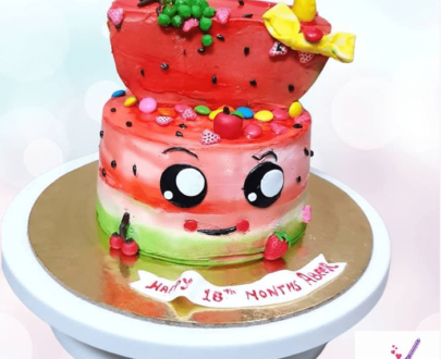 Watermelon look kids theme cake for 18th month birthday Designs, Images, Price Near Me
