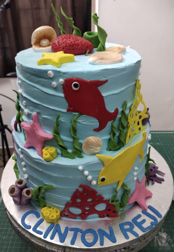 2 Tier Sea Themed Cake Designs, Images, Price Near Me