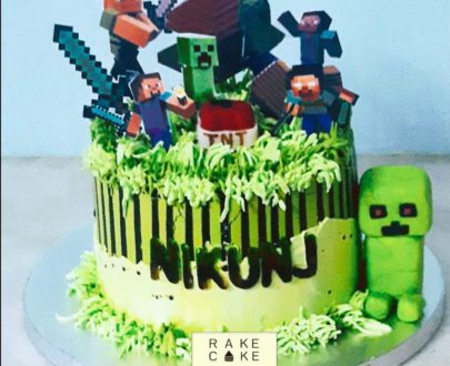 Mindcraft Theme Cake Designs, Images, Price Near Me