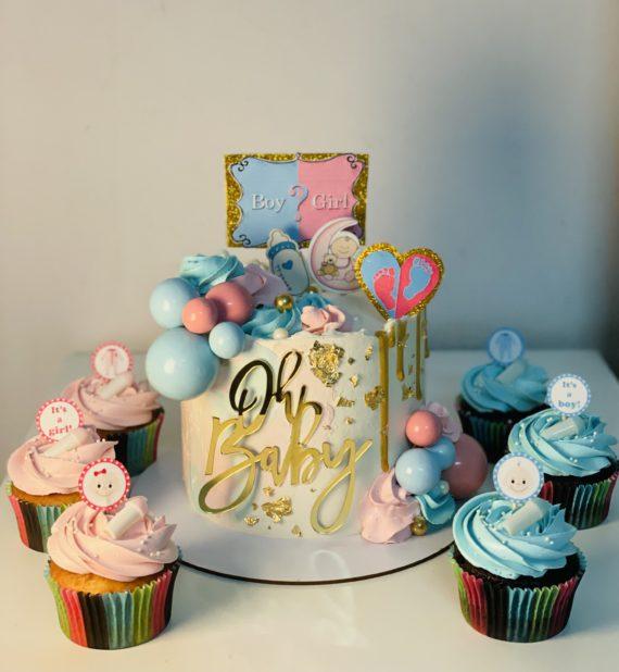 Baby Shower Theme Cake & Cupcakes(6 pcs) Designs, Images, Price Near Me